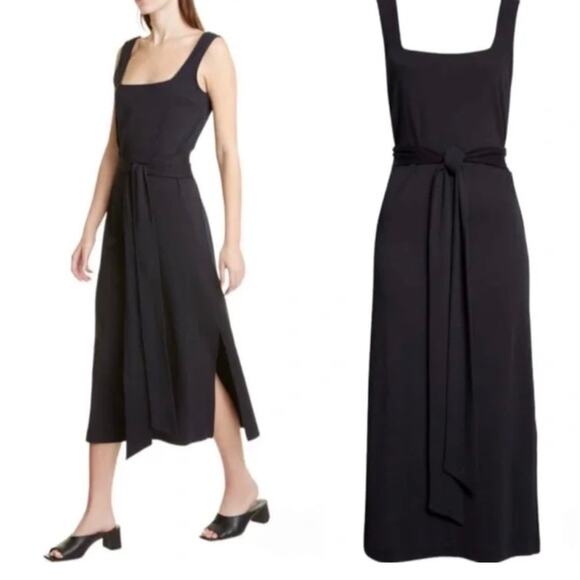 Vince Dresses & Skirts - Vince Square Neck Midi Dress Black Pima Cotton Jersey Wardrobe Essentials Sz M